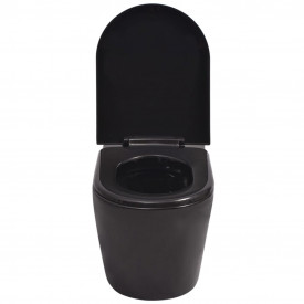 Vas toaletă cu montare pe perete, ceramică, negru - Img 4