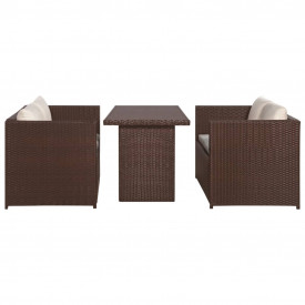 vidaXL 11 piese Set mobilier de grădină, maro, poliratan - Img 2