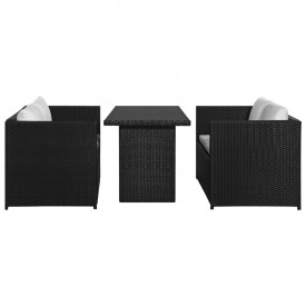 vidaXL 11 piese Set mobilier de grădină, negru, poliratan - Img 2