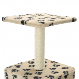 vidaXL Ansamblu pisici, stâlpi funie sisal 55 cm, imprimeu lăbuțe, bej - Img 5