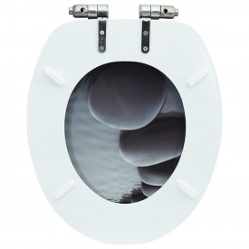 vidaXL Capac WC cu închidere silențioasă, MDF, design pietre - Img 7
