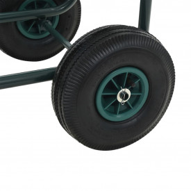 vidaXL Cărucior pentru furtun de grădină, conector 1/2" verde, oțel - Img 9