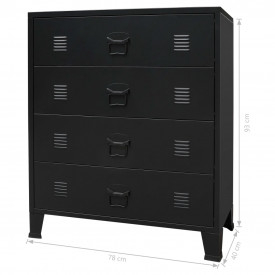 vidaXL Comodă sertare, metal, stil industrial, 78x40x93 cm, negru - Img 10