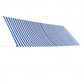 vidaXL Copertină retractabilă, albastru și alb, 400 x 150 cm - Img 3