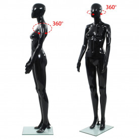 vidaXL Corp manechin feminin, suport din sticlă, Negru lucios 175 cm - Img 5