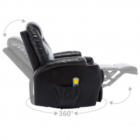 vidaXL Fotoliu electric rabatabil de masaj, piele artificială, negru - Img 7