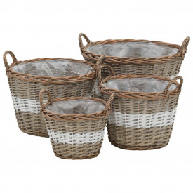 vidaXL Jardinieră, 4 buc., răchită cu o căptușeală din PE