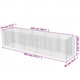 vidaXL Jardinieră gabion, oțel galvanizat, 450 x 90 x 100 cm - Img 8