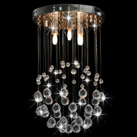 vidaXL Lustră cu mărgele de cristal, argintiu, sferă, 3 x bec G9 - Img 2