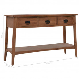 vidaXL Masă consolă, maro, 126 x 40 x 77,5 cm, lemn masiv de brad - Img 10