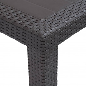 vidaXL Masă de grădină, maro, 220x90x72 cm , plastic, aspect ratan - Img 3