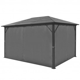 vidaXL Pavilion cu perdea, antracit, aluminiu, 400 x 300 cm - Img 4