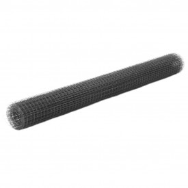vidaXL Plasă de sârmă, gri, 25 x 1,5 m, oțel cu înveliș PVC, pătrat