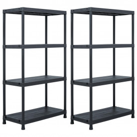 vidaXL Rafturi de depozitare, 2 buc. negru, 60 x 30 x 138 cm plastic