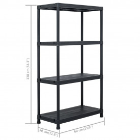 vidaXL Rafturi de depozitare, 2 buc. negru, 60 x 30 x 138 cm plastic - Img 9