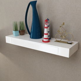 vidaXL Rafturi de perete suspendate cu sertare, 2 buc., alb, 80 cm - Img 3