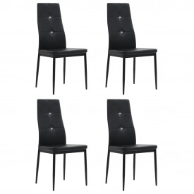 vidaXL Scaune bucătărie 4 buc, piele artificială, 43x43,5x96 cm, negru