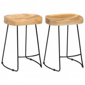 vidaXL Scaune de bar Gavin, 2 buc., 46x38x52 cm, lemn masiv de mango