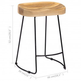 vidaXL Scaune de bar Gavin, 2 buc., 46x38x52 cm, lemn masiv de mango - Img 9