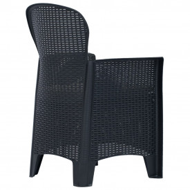 vidaXL Scaune de grădină cu perne 2 buc. antracit plastic aspect ratan - Img 3