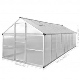 vidaXL Seră, 481 x 250 x 195 cm, aluminiu, 23,44 m³ - Img 12