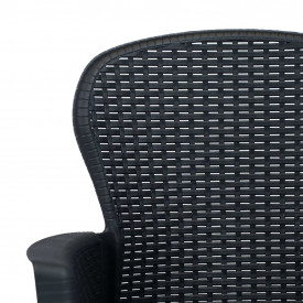 vidaXL Set mobilier bistro, 3 piese, antracit, plastic, aspect ratan - Img 5