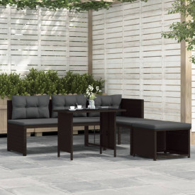 vidaXL Set mobilier de exterior, 10 piese, poliratan, maro și alb