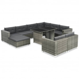 vidaXL Set mobilier de exterior, 28 piese, poliratan, gri