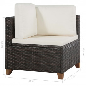 vidaXL Set mobilier de grădină, 15 piese, poliratan, maro și alb - Img 10