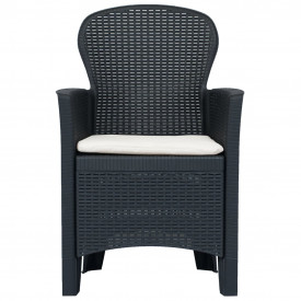 vidaXL Set mobilier exterior, 5 piese, antracit, plastic, aspect ratan - Img 4