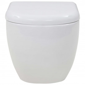 vidaXL Toaletă cu montare pe perete, ceramică, alb - Img 6