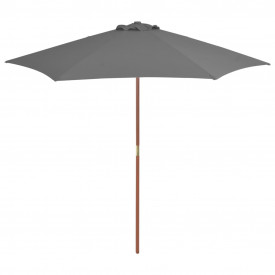 vidaXL Umbrelă de soare de exterior, stâlp din lemn, antracit, 270 cm