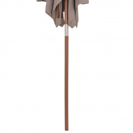 vidaXL Umbrelă de soare, exterior, stâlp lemn, 150x200 cm, gri taupe - Img 6