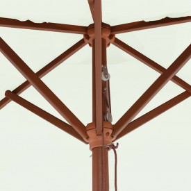 vidaXL Umbrelă de soare, exterior, stâlp lemn, 150x200 cm, nisipiu - Img 7