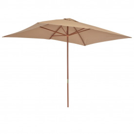 vidaXL Umbrelă de soare, exterior, stâlp lemn, 200x300 cm, gri taupe - Img 4