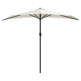 vidaXL Umbrelă de soare, semicerc, tijă aluminiu, 270x135 cm, nisipiu - Img 3