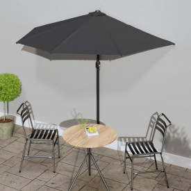 vidaXL Umbrelă de soare semicerc tijă aluminiu antracit 270x135 cm