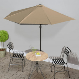 vidaXL Umbrelă de soare semicerc tijă aluminiu gri taupe 300x150 cm