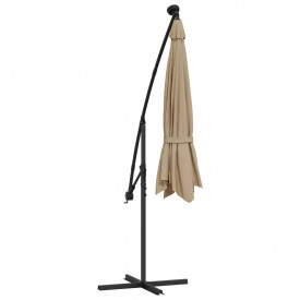 vidaXL Umbrelă suspendată cu LED și stâlp de oțel, gri taupe, 300 cm - Img 7