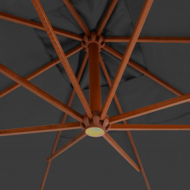 vidaXL Umbrelă suspendată cu stâlp din lemn, antracit, 400 x 300 cm - Img 4