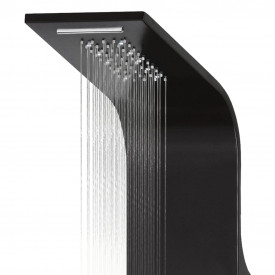 vidaXL Unitate panou de duș, aluminiu, 20 x 44 x 130 cm, negru - Img 7