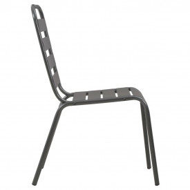 5 piese Set mobilier de exterior, gri închis, oțel cu șipci - Img 8