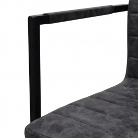6 Scaune de bucătărie cantilever striate cu brațe, negru - Img 5