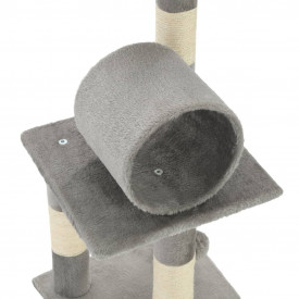 Ansamblu pentru pisici, stâlpi din funie de sisal, 65 cm, gri - Img 6
