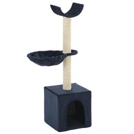 Ansamblu pisici, stâlpi cu funie de sisal, 105 cm, albastru - Img 3