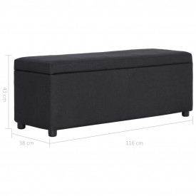 Bancă cu compartiment de depozitare, negru, 116 cm, poliester - Img 8