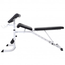 Bancă fitness cu raft greutăți, set haltere/gantere, 120 kg - Img 6