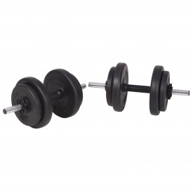 Bancă fitness cu raft greutăți, set haltere/gantere, 120 kg - Img 11