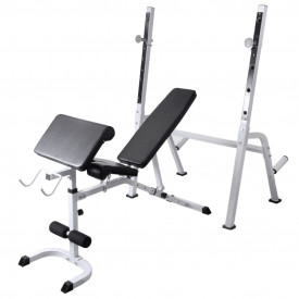Bancă fitness cu rastel greutăți, set de haltere/gantere, 90 kg - Img 2