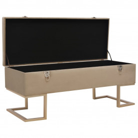 Banchetă cu un compartiment de depozitare bej 105 cm catifea - Img 2